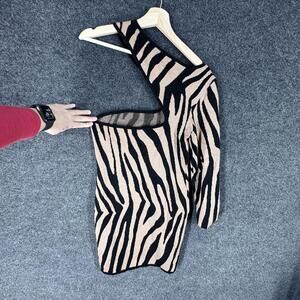 Love Always Mini Dress Women XL Brown Animal Print Short One Shoulder Casual